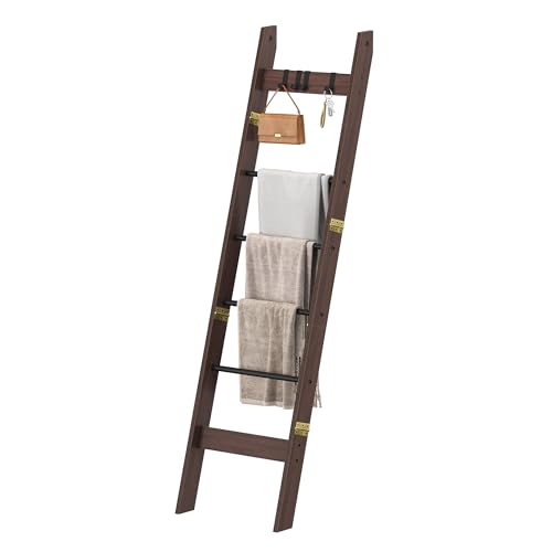 Hzuaneri Blanket Ladder Decorative Quilt Rack with 4 Removable Hooks by Hzuaneri - Image 3