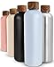 T&N Bouteille Isotherme d’eau 1l en acier inoxydable avec bouchon en bois d'acacia, Gourde Inox 1 Litre isolée, conserve le froid à 29h, la chaleur 14h, Réutilisable, étanche pour boissons gazeuses