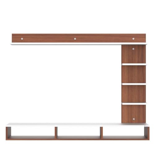 Image of Anikaa Tyson Engineered Wood Wall Mount TV Unit /TV Stand /Wall Set Top Box Stand /TV Cabinet /TV Entertainment Unit (Walnut White) Ideal for Upto 52 inch(D.I.Y)