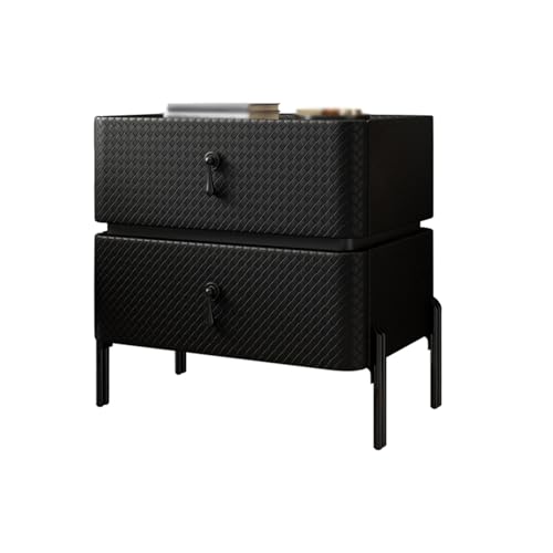 Mesita de noche minimalista de madera maciza, pequeña mesa auxiliar de almacenamiento para dormitorio, sala de estar, mesa de noche versátil y funcional con 2 cajones