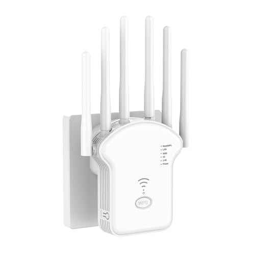 2026 Neuestes WLAN Repeater 1200Mbit/s Dualband mit 4 externen Antennen,WiFi Verstärker Repeater/Router/Access-Point-Modus, Einfache Einrichtung,LAN/WAN-Port,Kompatibel mit Allen Geräten