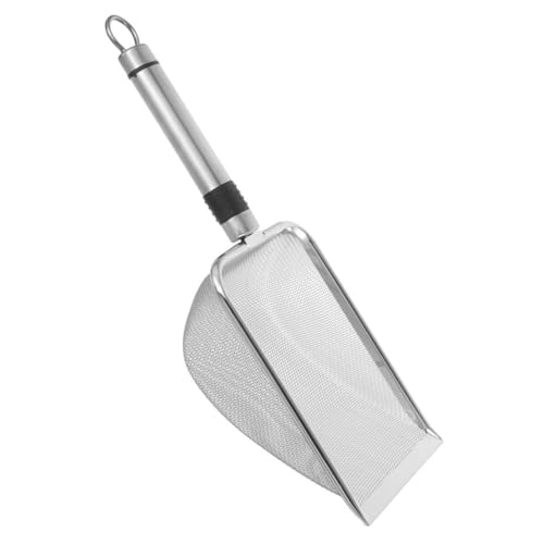 FUTUREORYY Pala para Arena para Gatos Pala para Gatos Cedazo Cucharas Gubia Malla Tamizar Cucharón Pesado Basura Cernido Bien Pala De Gato De Metal Acero Inoxidable Silver