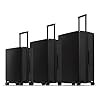 LEVEL8 Juego de Maletas Rígida 3 pzs Elegante Textura Micro Diamante Diseño Equipaje de Mano Maletas de Viaje Cabina con 4 Ruedas Dobles y Cerradura TSA (Negro, 40L/65L/105L)