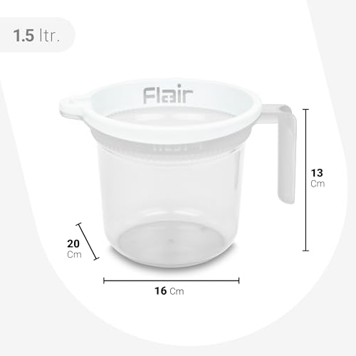 Image of FLAIR Estella Crystal Plastic Bath Mug 1.5 LTR - Durable, Lightweight & Stylish - Ideal for Daily Use in Bathroom & Kitchen (Clear)