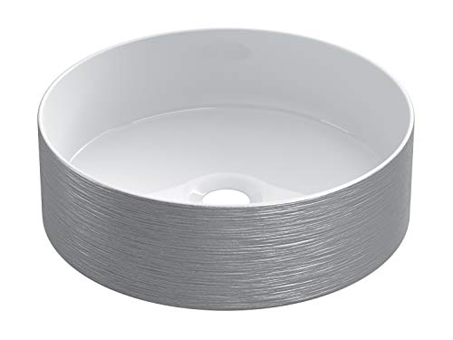 STARBATH PLUS Vasque À Poser Salle De Bain Céramique Ronde Lavabo 35 x 35 x 12 cm SFCIL (Argent)