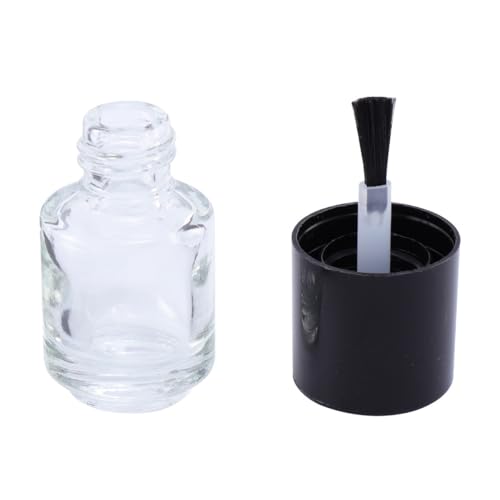 DEARMAMY 15 Botellas Vacías de Esmalte de Uñas de Vidrio 5 Ml con Tapa Negra Redonda y Pincel Suave Reutilizables Portátiles Prueba de Fugas para Manicura Profesional y Uso Diario