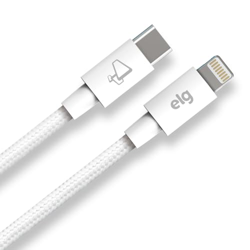 Cabo USB Tipo-C para Lightning em Tecido Trançado, 3A, 27W, 2 Metros, TCL20P-BR, ELG, Branco