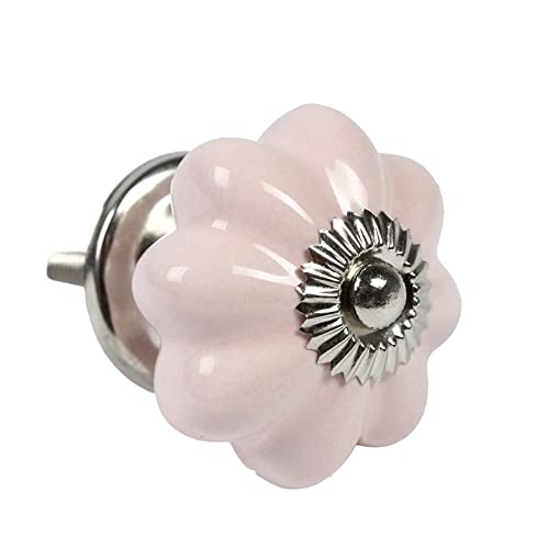Puxador Cerâmica Formato Abóbora para Móveis Rosa 45mm