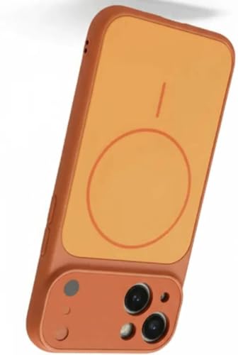 Image of for iPhone 14 Plus |Convert to 17 pro /17 Pro Max Style Premium Back Glass Magsafe Wireless Charge Converter Cover Magnetic Case for iPhone 14 Plus |Convert to 17 pro /17 Pro Max (Orange)