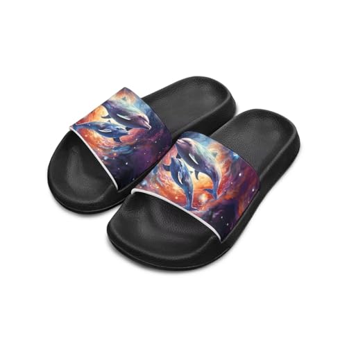 Howilath Sea Animal Print Kids Slides Non-Slip Open Toe Slippers Boys and Girls Sandals Pillow Cloud Slippers with EVA Sole
