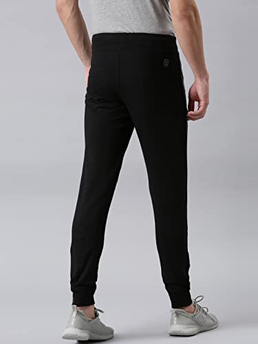 Image of F A S O Men's Super Combed Cotton Joggers | Color Block Design | Comfort Fit | Drawstring | Casual, Gym & Lounge Wear