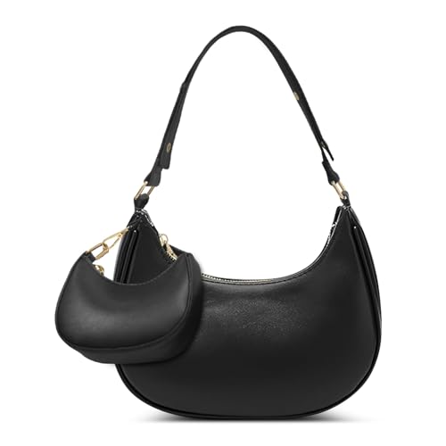 AUDTOPE Shoulder Bags for Women, Crescent Moon Handbag Cute Hobo Bag Faux Leather Mini Clutch Purse with Zipper Closure