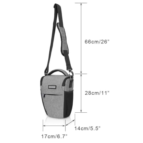 Image of D2 DSLR Camera Bag, Camera Case with Adjustable Shoulder Strap, Compatible for Nikon, Canon, Sony Cameras - Waterproof - Anti Shock (Gray)