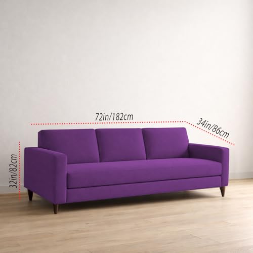 Image of Carlos 3 Seater Sofa Set for Living Room & Home Office, Modern Furniture Fabric Sofa Couch with Comfortable Soft Cushioning, Durable Wooden Frame, Stylish Seating for Home (Purple)