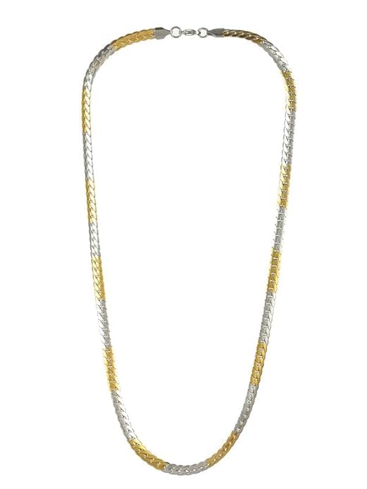 Two-Tone Herringbone Chain, Gold and Silver Colour, Flat Snake Link Style-image-28