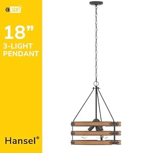 Inlight 18" Rustic and Industrial Design Farmhouse 3-Light Pendant for Kitchen Island, Textured Black and Faux Weathered Wood Finish, Metal Circular Hanging Chandelier for Foyer, IN-0335-3-WD Inlight 18 Rustic and Industrial Design Farmhouse 3 Light Pendant for Kitchen Island Textured Black and Faux Weathered Wood Finish Metal Circular Hanging Chandelier for Foyer IN 0335 3 WD