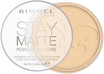 RIMMEL LONDON - Stay Matte Pressed Powder - Lightweight, Oil Absorbing, Smooth Non-Powdery Texture, Lasting Up To 5hrs - For All Skin Types - Dermatologically Tested - Transparent - 14g