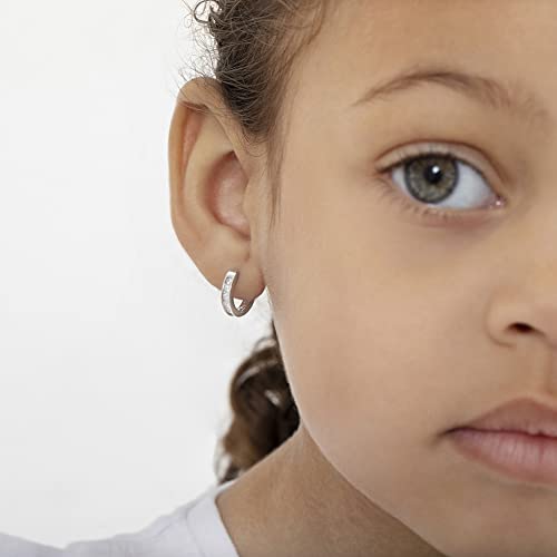 925 Sterling Silver Cubic Zirconia Small Hoop Earrings for Infants, Toddlers, and Little Girls 0.39" - Classic and Beautiful Huggie Earrings Beautiful Jewelry for Any Special Occasion3