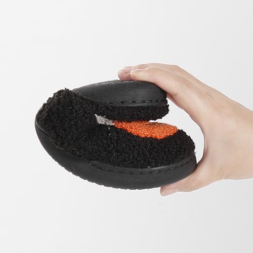 Image of Halloween Pumpkin Slippers for Womens Mens Plush Warm Spooky Lantern Pumpkin Slippers House Shoes