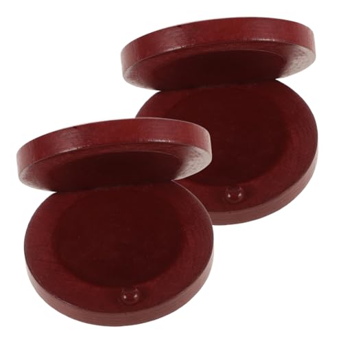 VANZACK 2Pcs Wooden Castanets Natural Finger Castanets for Percussion Instruments for Music Education and Rhythm Activities