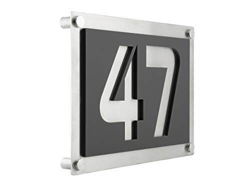 Número de casa de acero inoxidable y antracita gris mate 4 mm acrílico RAL: 7016 Cover