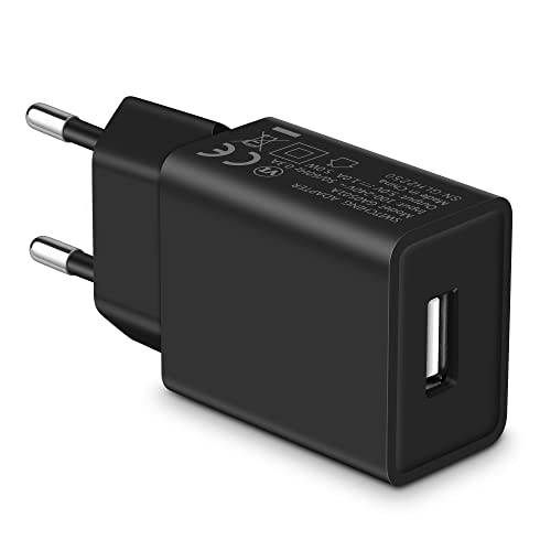 MatauMahi Cargador USB 5V1A (Negro), Enchufe de 5W, Adaptador para Teléfonos Móviles, Tabletas, Powerbanks, Auriculares Bluetooth, Smartbands y Otros Dispositivos con Interfaz USB