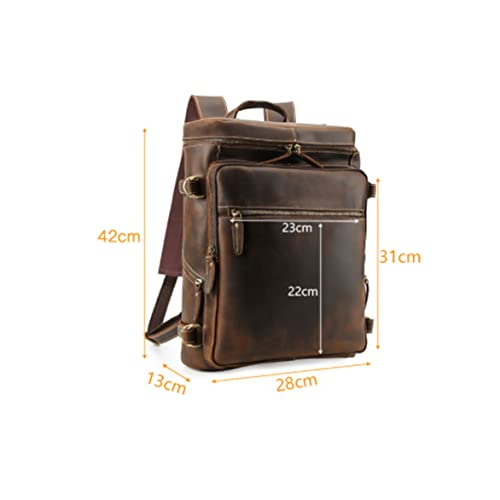 Genuine Leather Travel Bags for Men, Casual Daypack Backpacks Briefcases Mens Laptop Backpacks (Black)3