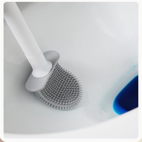 Image of Silicone Toilet Brush 2 Pieces,RV Toilet Brush ,Flexible Brush Head Clean Gaps,Detachable Handle Wall Mounted RV Supplies ,Suitable for RV, Camping Vehicles, and Household Bathroom Cleaning Supplies