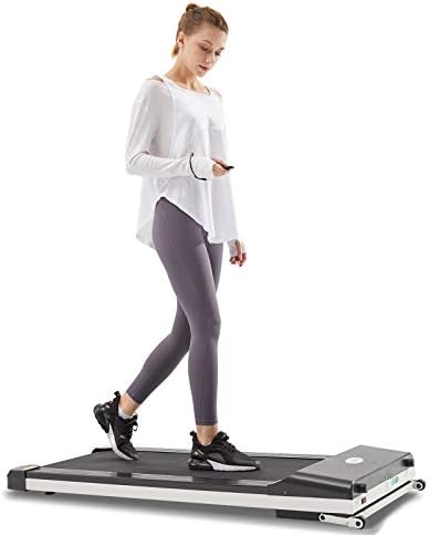 UMAY Portable Treadmill with Foldable Wheels, Under Desk Walking Jogging Machine Flat Slim Treadmill, Sports App, Installation-Free, Remote Control, Jogging Running Machine for Home/Office