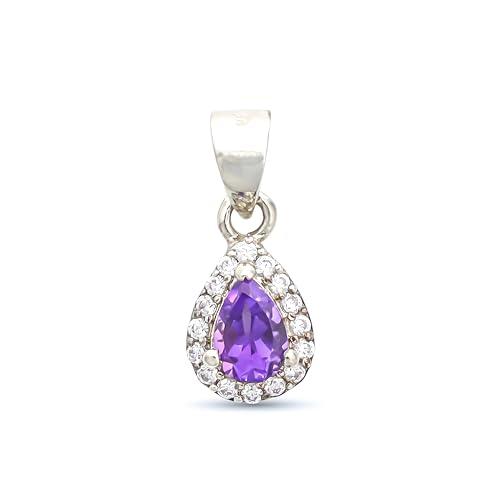 Pendentif améthyste argent 925 bohème pour femme collier poire SP-626