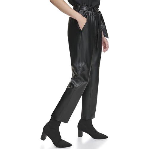 Calvin Klein Women's Tie Waist Faux Leather Pant3