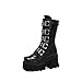 XTR hiver gothique Punk femmes plate-forme bottes boucle noire sangle fermeture éclair creeper compensées chaussures mi-mollet militaire bottes de combat, noir, 10