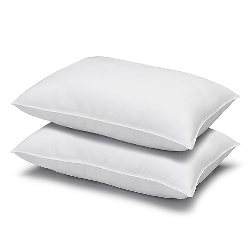 Ella Jayne Bed Pillows for Sleeping 2 Pk - Queen Size Pillow Set - Microfiber Shell - Gel Fiber Fill - Soft Support for Stomach Sleepers - Luxury Hotel Collection