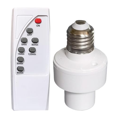 Genérico Base Para Lámpara Con Control Remoto - Portalámparas con Casquillo E27 - Función de Temporizador Inalámbrico para Automatización del Hogar en Armario Dormitorio Escalera Buhardilla