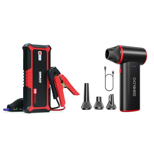 GOOLOO Upgraded GP3000 Jump Starter 3000A Peak Car Starter & GOOLOO F3 Compressed Air Duster, 150000RPM Duster for Clean - Detailed View