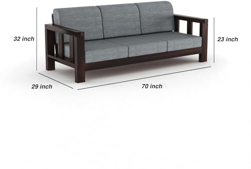 Image of Sheesham Solid Wood Six Seater Sofa Set for Living Room(6 Seater) (Walnut)