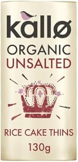 Kallo Fairtrade Organic Thin Slice Rice Cakes - Unsalted (130g) - Pack of 6