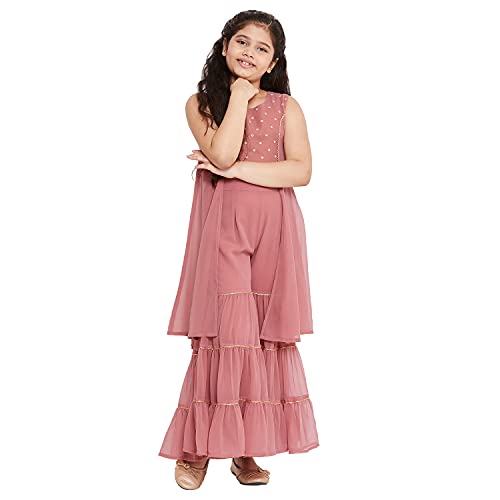 Image of StyloBug Girl's Sharara Set for Girls | Kurti Set for Girls | Polyester | Ethnic Wear | Sleeveless (2 to 16 Years)