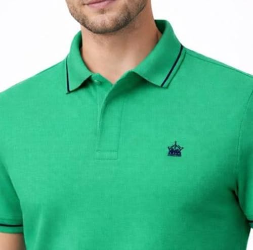 Image of Mens Pique Polo T-Shirt | Cotton Rich, Smart Fit Polo with Embroidered Logo | Casual & Sports Wear | Polo T-Shirt for Men