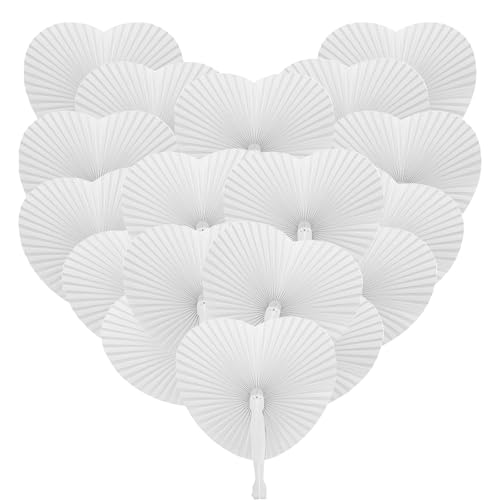 72 Stück Fächer Hochzeit Herz Handfächer Weiß Hochzeit Gäste Geschenk Hochzeitsdekoration Hochzeitsgastgeschenke Papierfächer für Hochzeit