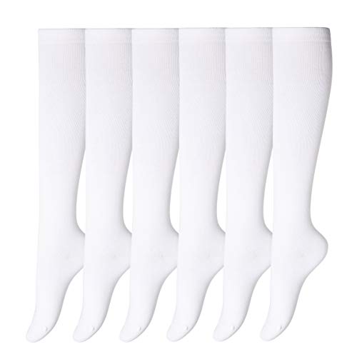YEJIMONG Women's Cotton Knee High Socks, School Uniform Team Sports Tube Socks, 6 Pairs Size 5-92
