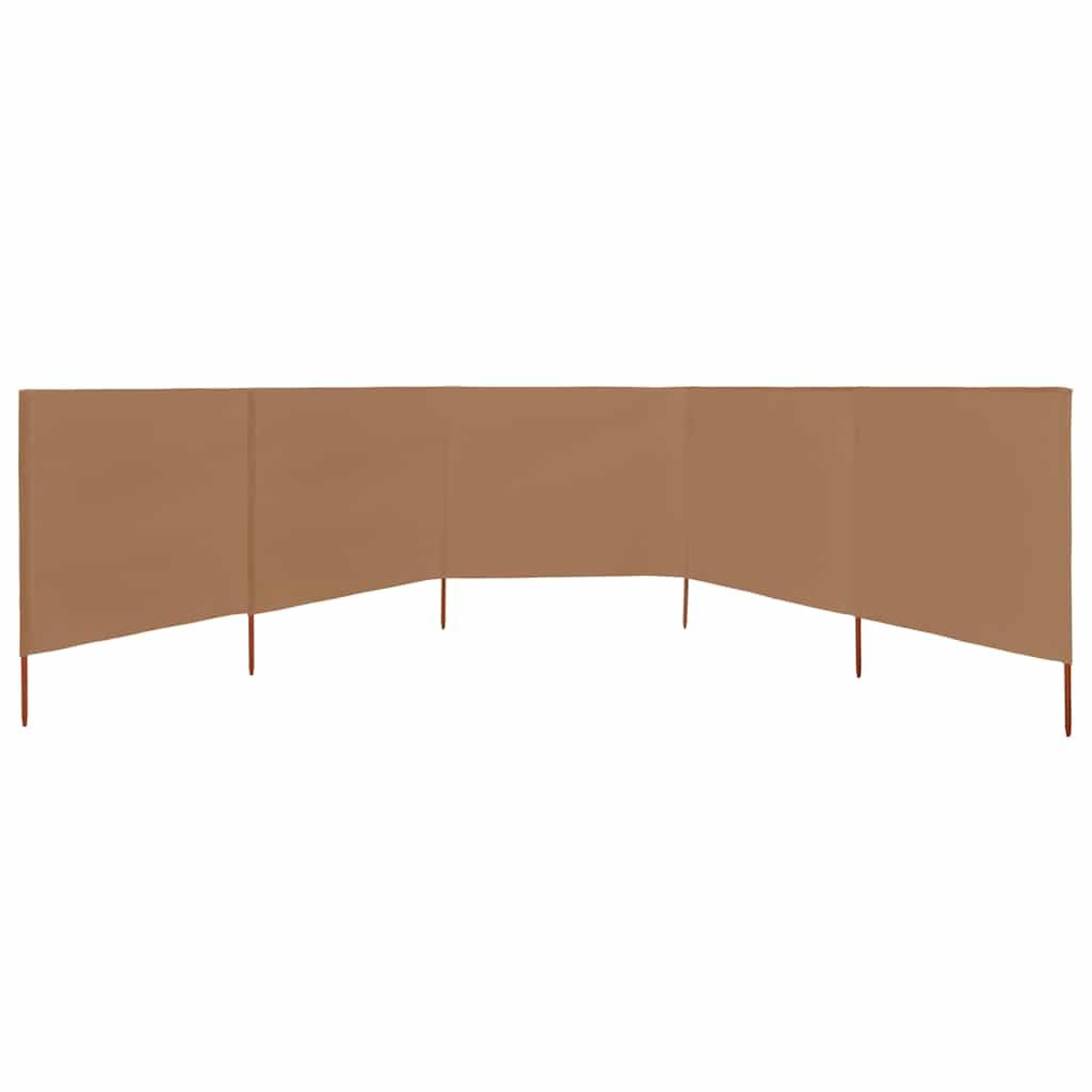Brise-Vent Extérieur 5 Panneaux,Tissu Non Tissé Résistant et Piquets en Bois,Brise Vue Camping et Brise Vent de Plage,Protection Contre Le Vent,Panneau Occultant Extérieur,Couleur Taupe,600 x 160 cm