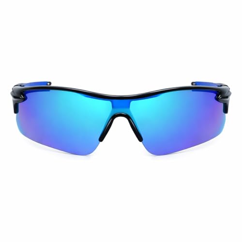 Image of Oversized Sports Goggles for Men & Women UV400 Protection Non Polarized Cycling Running Cricket Driving Fishing Outdoor Lightweight Wraparound Design Clear Vision Eyewear. (Blue)