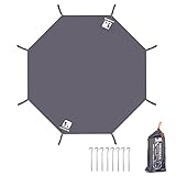 「グランドシート テントシート 六角 レジャーシート 防水 軽量 タープ テントマット ヘキサゴン ワンポールテント/レジャー用 収納バッグ/ペグ付き 八角 L（350×385cm）」の画像