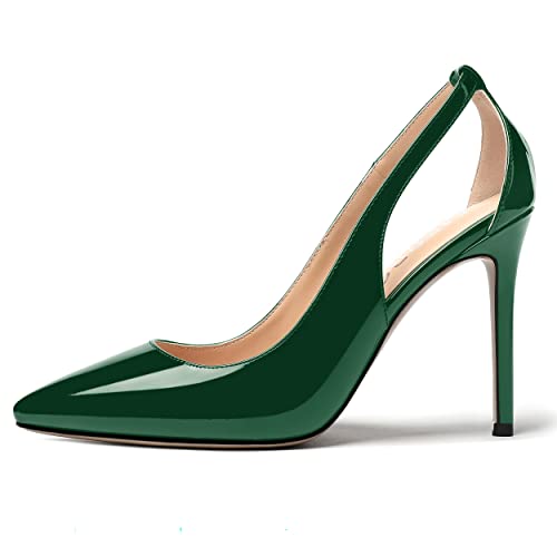 MERRORI Women's Pointed Toe Patent Slip On Night Club Sexy Cut Out Stiletto High Heel Pumps Shoes 4 Inch2