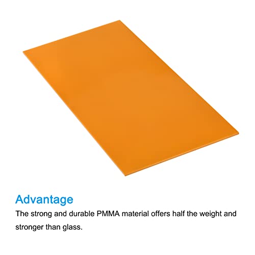 Image of MECCANIXITY PMMA Acrylic Sheets Colored Non Transparent 12 x 6 Inch Orange for Glass, DIY, Painting, Art Craft