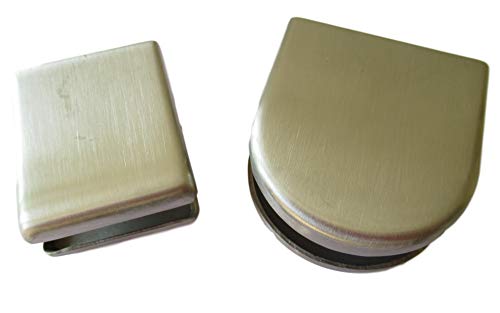Preisvergleich Produktbild 2Stk. Glashalter Edelstahl Klemmhalter für Verglasungen Duschen Geländer gerade oder runde Form / Wandhalterung 6mm o. 8mm Glasstärke Auswahl- (6mm Gerade Form)