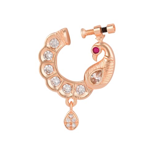 I Jewels peacock CZ press-on nose pin — best non-pierced nose pin for women