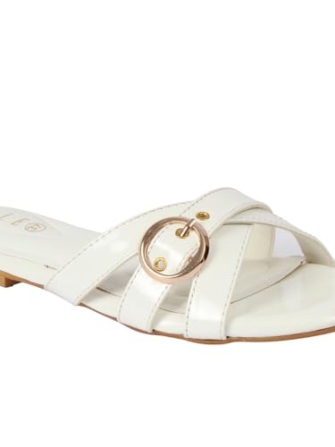 Image of ELLE Women's Criss-Cross Patent Multi-Strap Square-Toe Sandal
