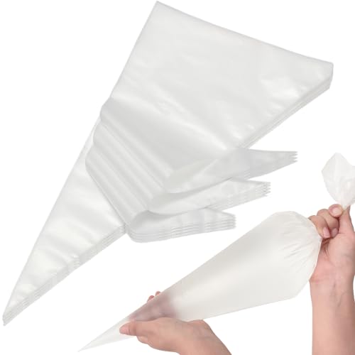 100 PCS Disposable Piping Bags, HOMIOVE 21 Inch Plastic Large Disposable Pastry Bags, Anti Burst Non-Slip Design, Cake Decorating Bags for Icing Tips, Cake Baking Supplies Tools